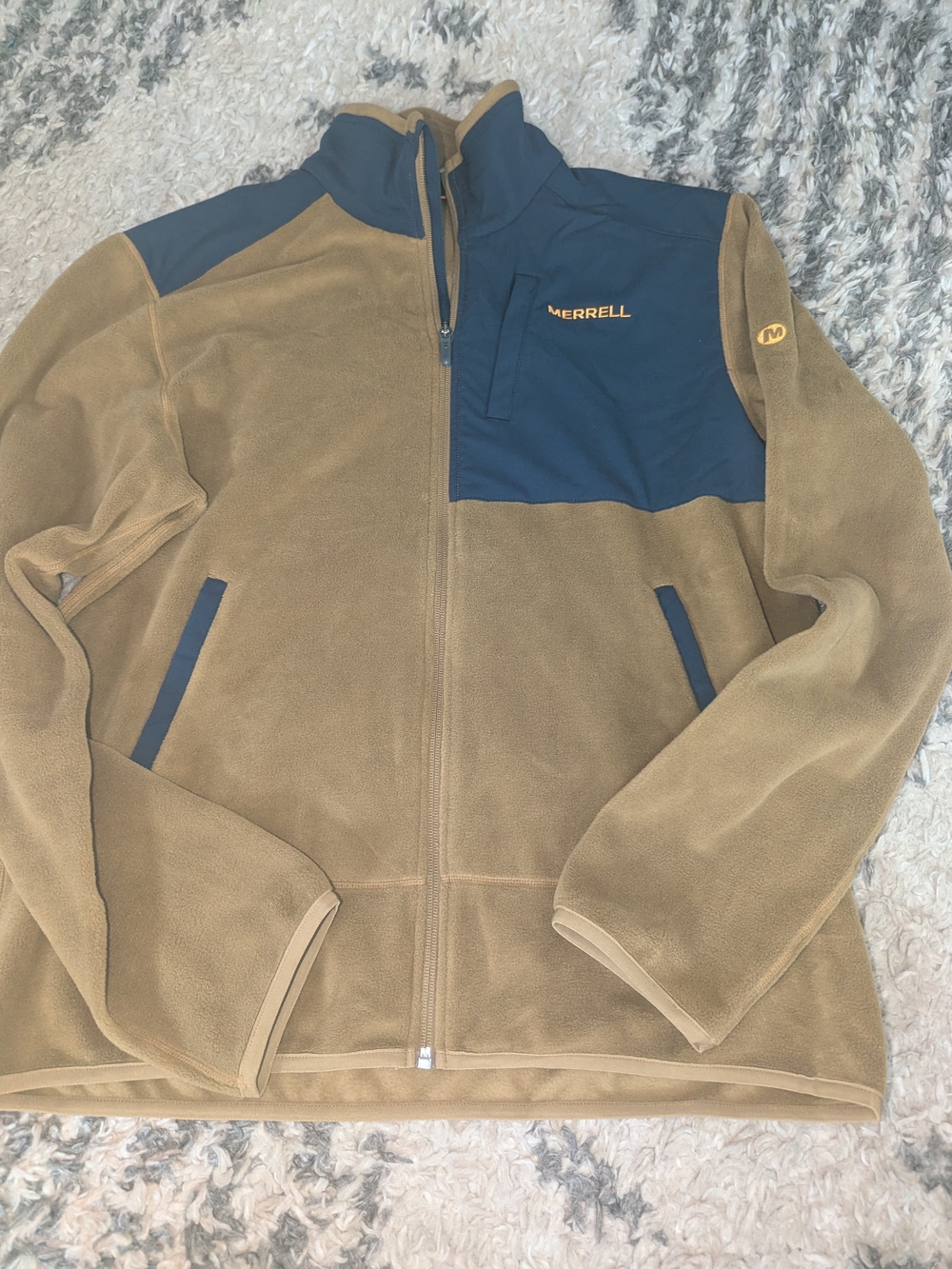 Merrell Men’s Tan and Navy Zip-Up Fleece Jacket
